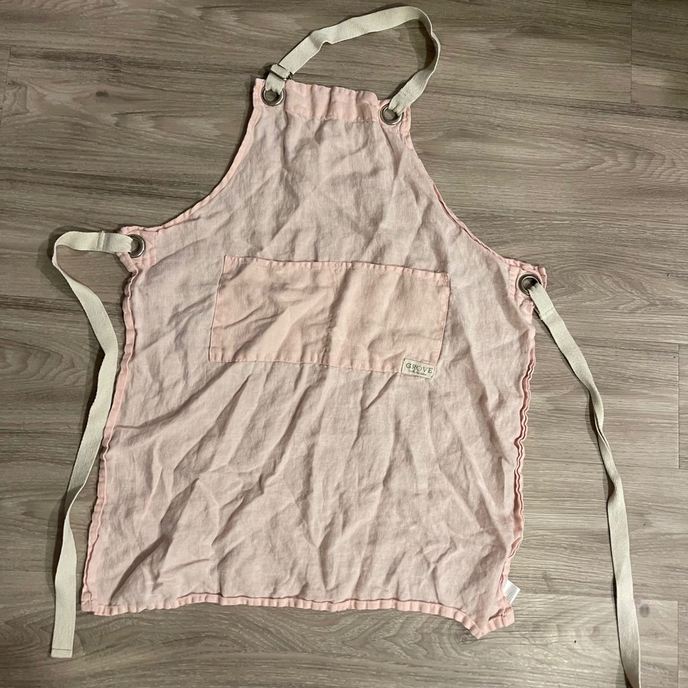Grove Linen Pink Apron Kitchen Baking Cooking Chef Girly Holiday